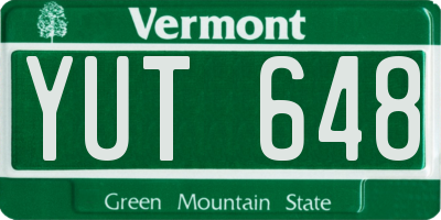 VT license plate YUT648