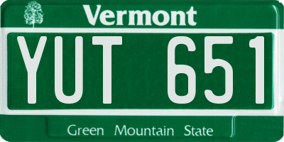 VT license plate YUT651