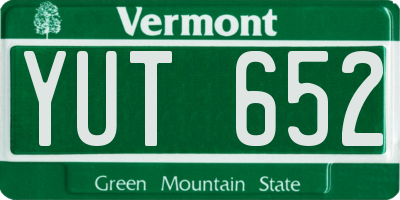 VT license plate YUT652