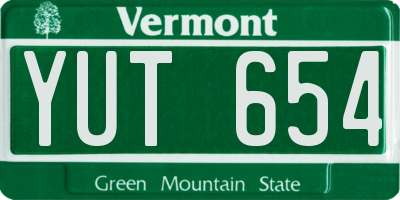 VT license plate YUT654