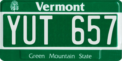 VT license plate YUT657