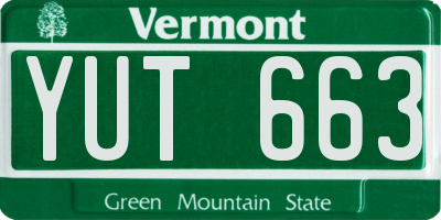 VT license plate YUT663