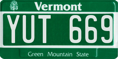 VT license plate YUT669