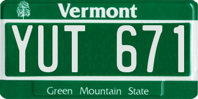 VT license plate YUT671