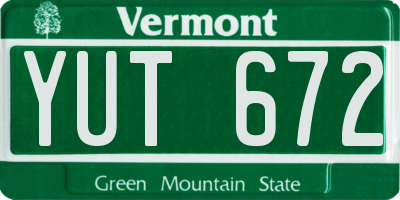 VT license plate YUT672