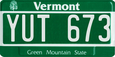 VT license plate YUT673