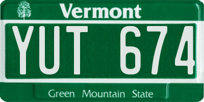 VT license plate YUT674