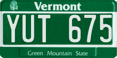 VT license plate YUT675