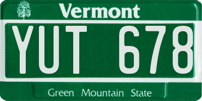 VT license plate YUT678