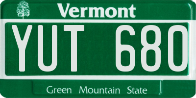 VT license plate YUT680
