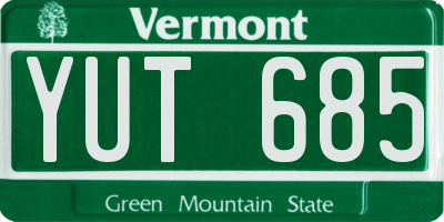 VT license plate YUT685