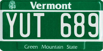 VT license plate YUT689