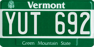 VT license plate YUT692