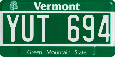 VT license plate YUT694