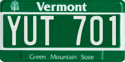 VT license plate YUT701