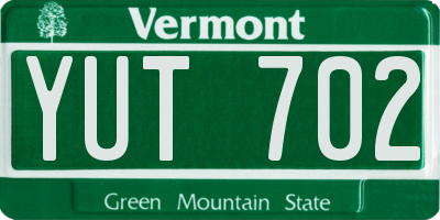 VT license plate YUT702