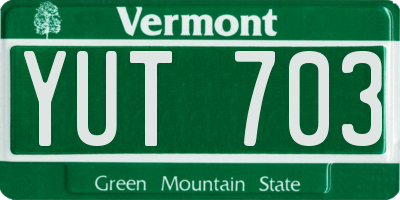 VT license plate YUT703