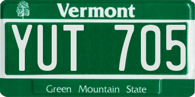VT license plate YUT705