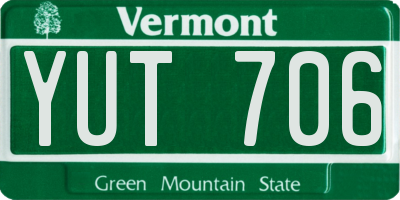 VT license plate YUT706