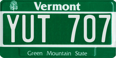 VT license plate YUT707