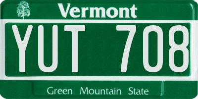 VT license plate YUT708