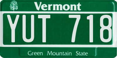 VT license plate YUT718