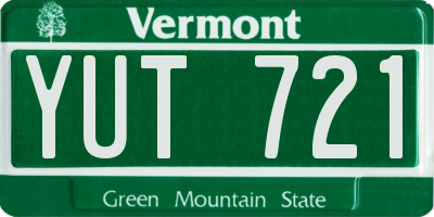 VT license plate YUT721