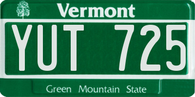 VT license plate YUT725