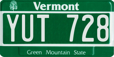 VT license plate YUT728