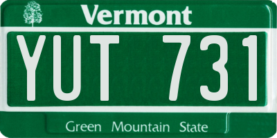 VT license plate YUT731