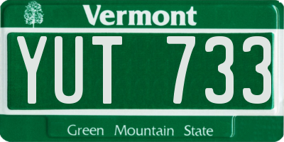 VT license plate YUT733