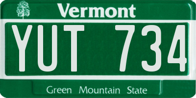 VT license plate YUT734