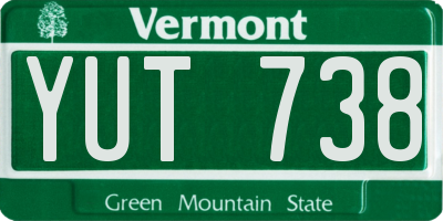 VT license plate YUT738