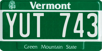 VT license plate YUT743