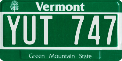 VT license plate YUT747
