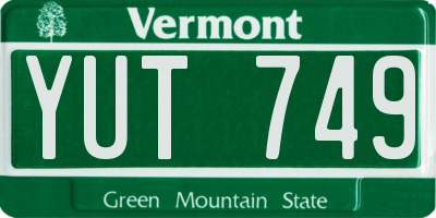 VT license plate YUT749