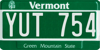 VT license plate YUT754