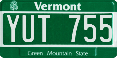 VT license plate YUT755