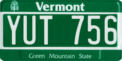 VT license plate YUT756