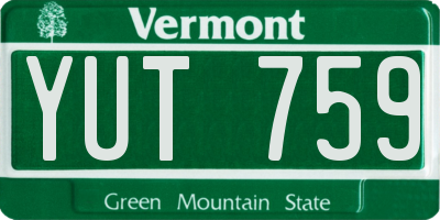 VT license plate YUT759