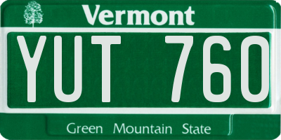 VT license plate YUT760