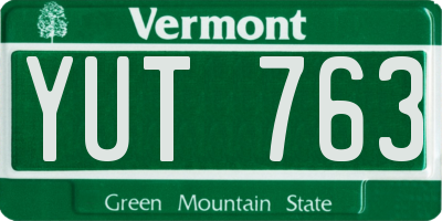 VT license plate YUT763