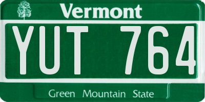 VT license plate YUT764