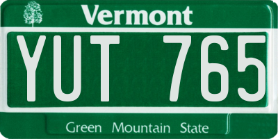 VT license plate YUT765