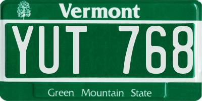 VT license plate YUT768