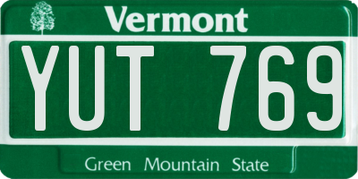 VT license plate YUT769