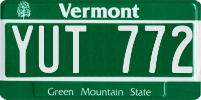 VT license plate YUT772