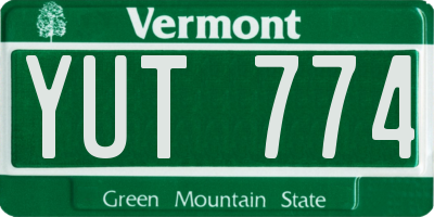 VT license plate YUT774
