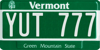 VT license plate YUT777