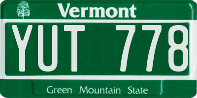 VT license plate YUT778